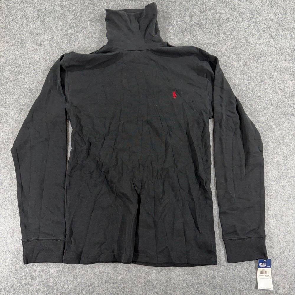 Polo‎ Ralph Lauren Mens Turtleneck Shirt Black Long Sleeve Pony Logo XL NWT